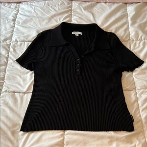 Calvin Klein Jeans Black Ribbed Button Down Shirt